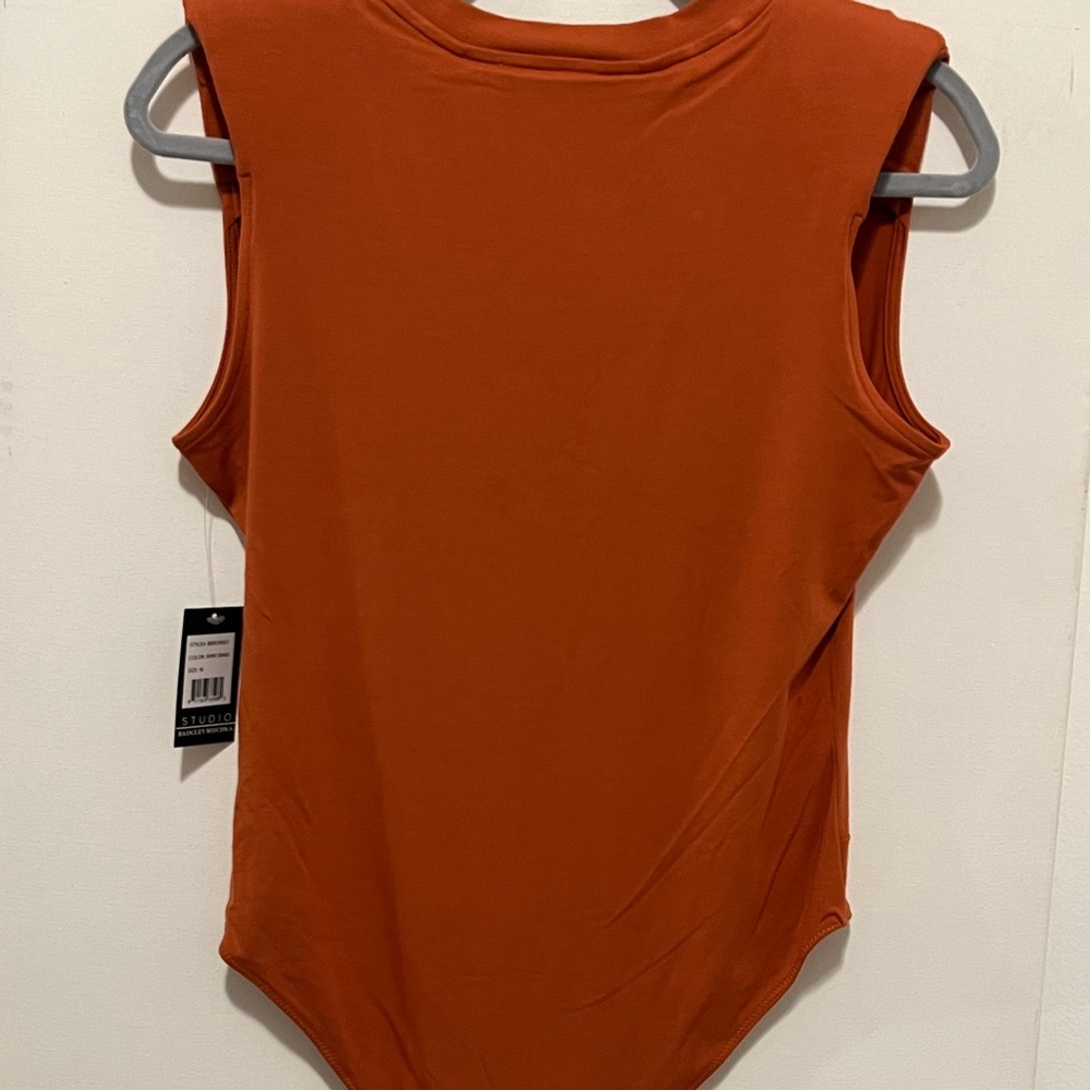 13. SP And 14. M/M Studio Badgley Mischka dark Orange bodysuit, shoulder pads - Picture 7 of 16
